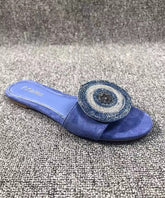 Stilvolle gelbe Zirkon Wildleder Slide Sandalen Peep Toe